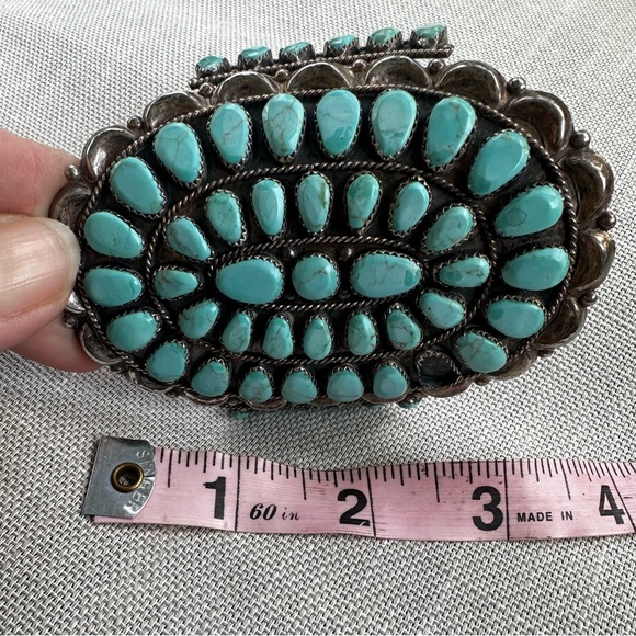 Danny L. Wauneka Navajo Petit Point Turquoise Sterling Bracelet. Signed DLW. - Picture 8 of 8